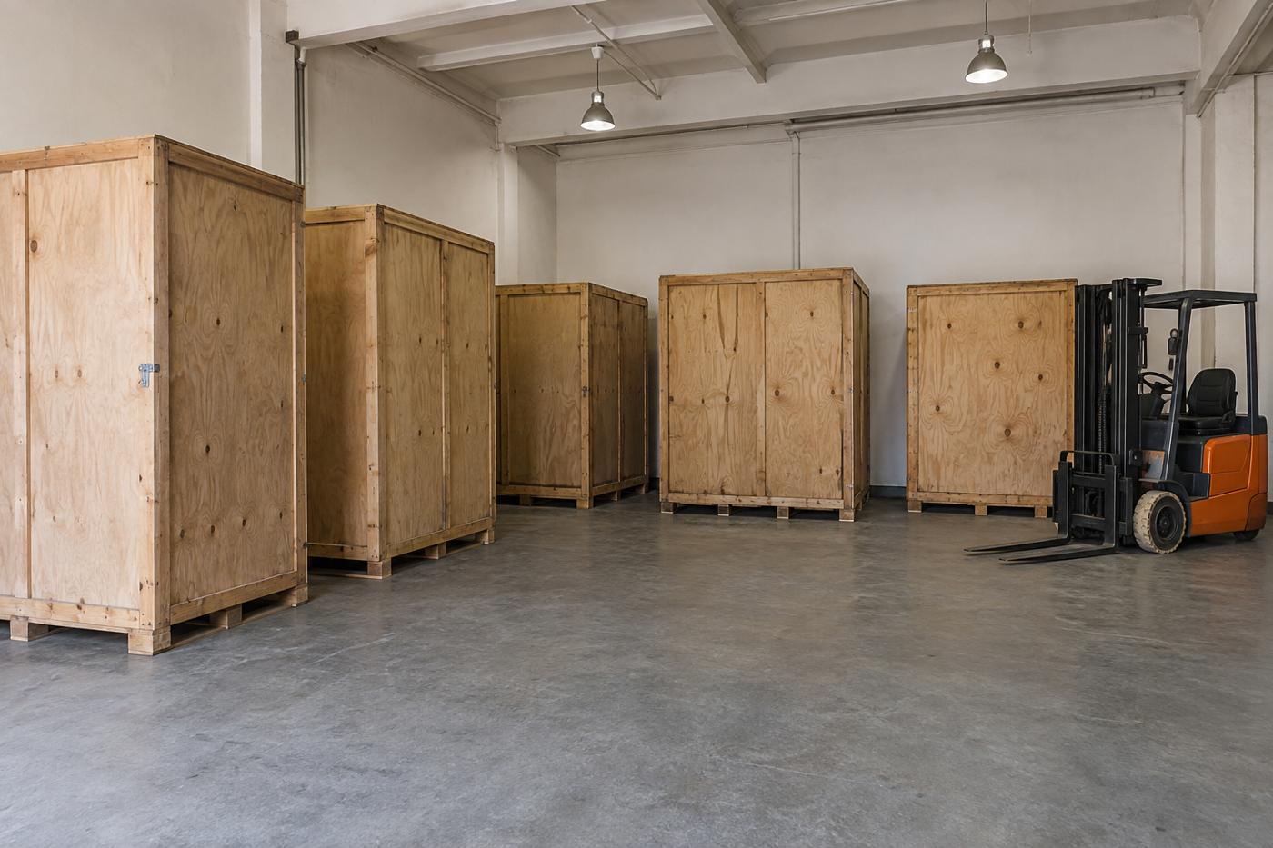 Storage in wooden crates