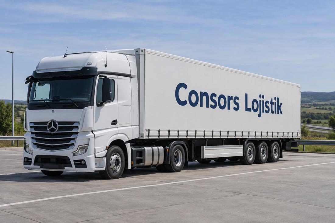 Consors-Logistik-Lkw auf der Autobahn