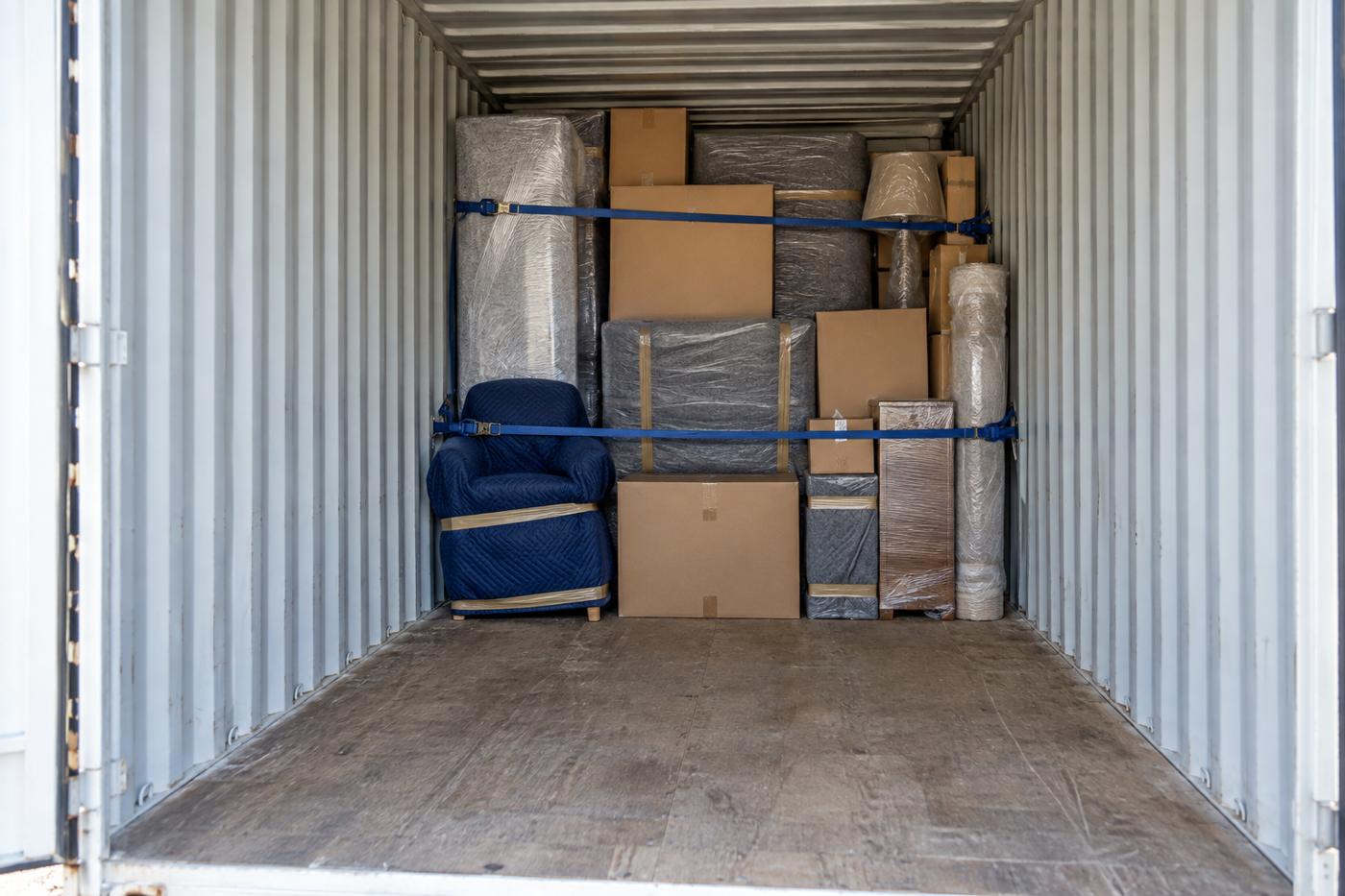 Goods neatly loaded into a container